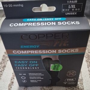 Copper Fit Energy Compression Socks - Black (L/XL)